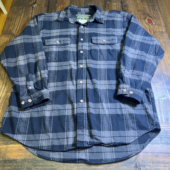 Field & Stream Other - Field & Stream Mens XL Gray Black Plaid Cotton Flannel Button Down Shirt vintage
